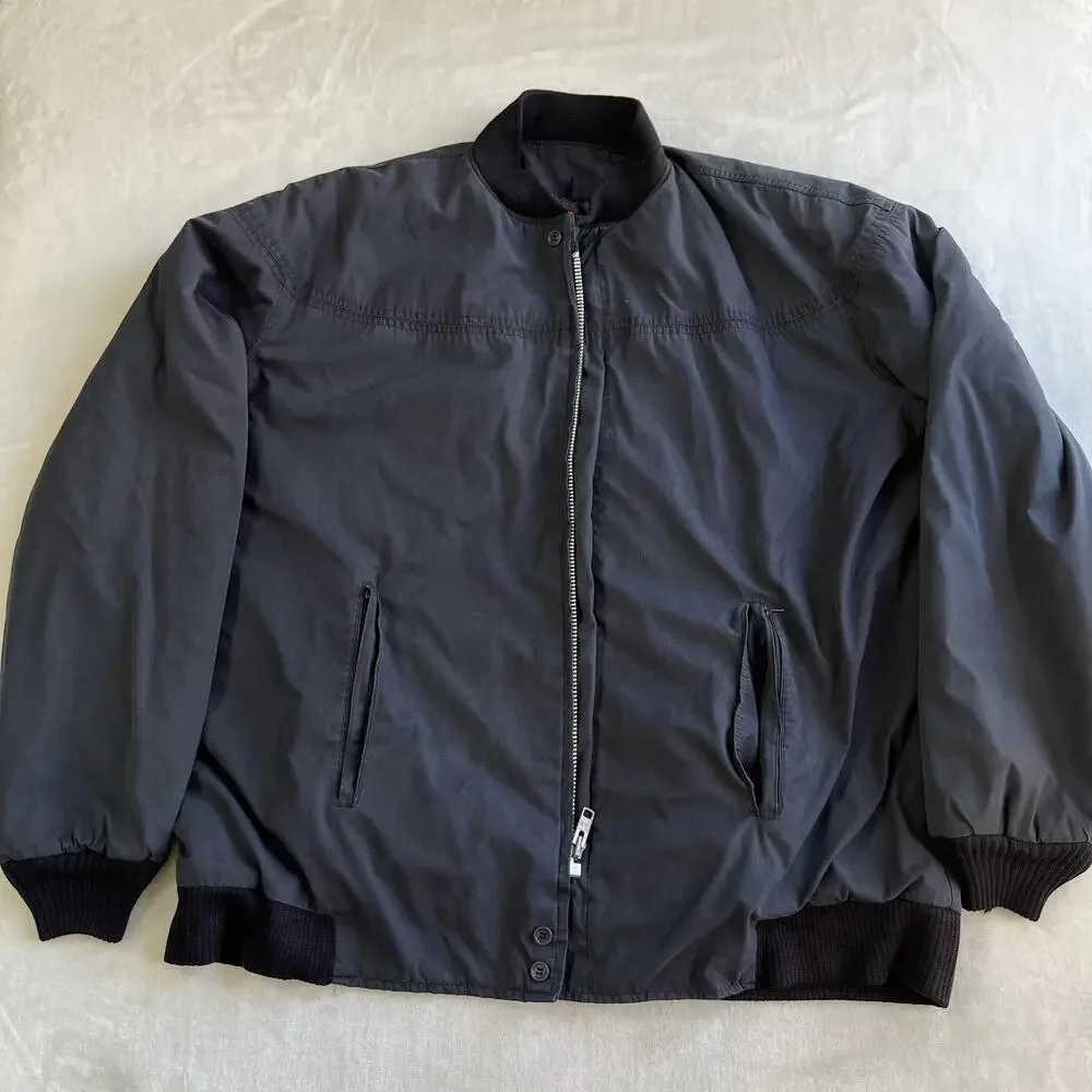 Vintage English Squire Jacket Mens XLT Blue Nylon Bomber Quilted Paisley Lined